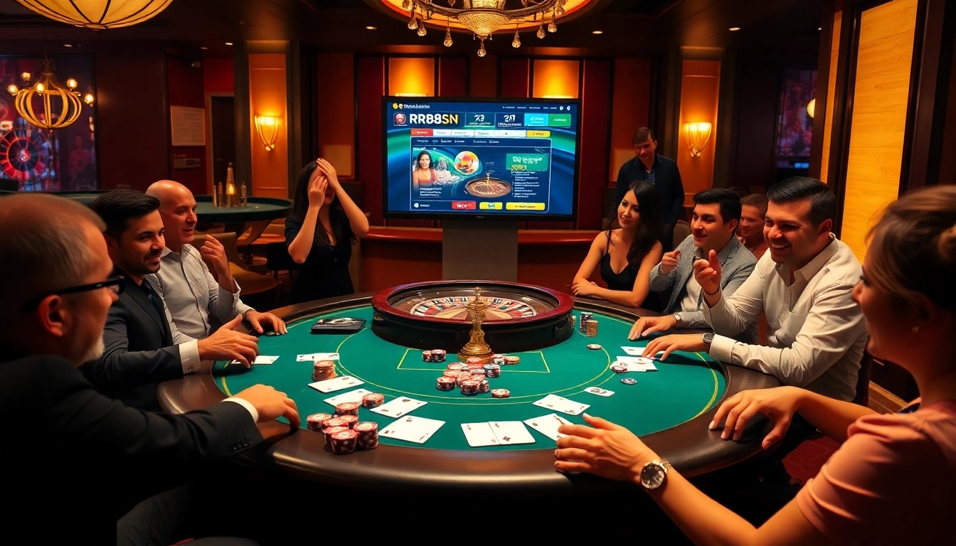 Experience the excitement at https://rr88sn.com/ with colorful poker chips and a lively casino atmosphere.