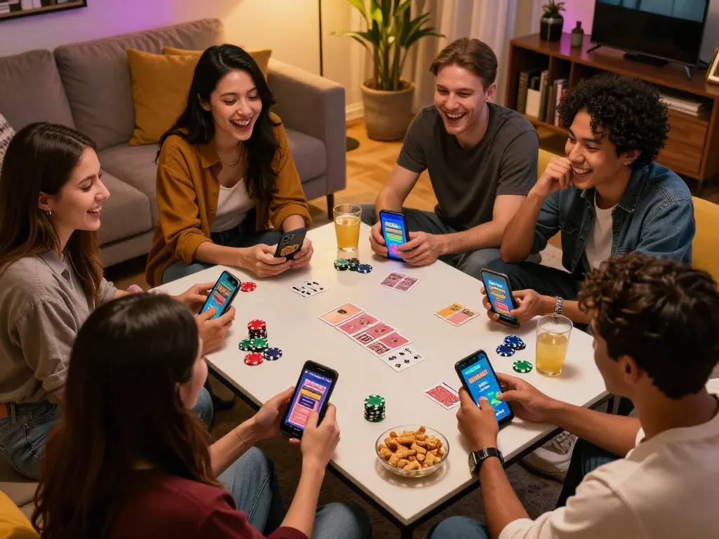 Exciting group playing online Mega888 with free credit mega888, engaging in fun and responsible gambling session.