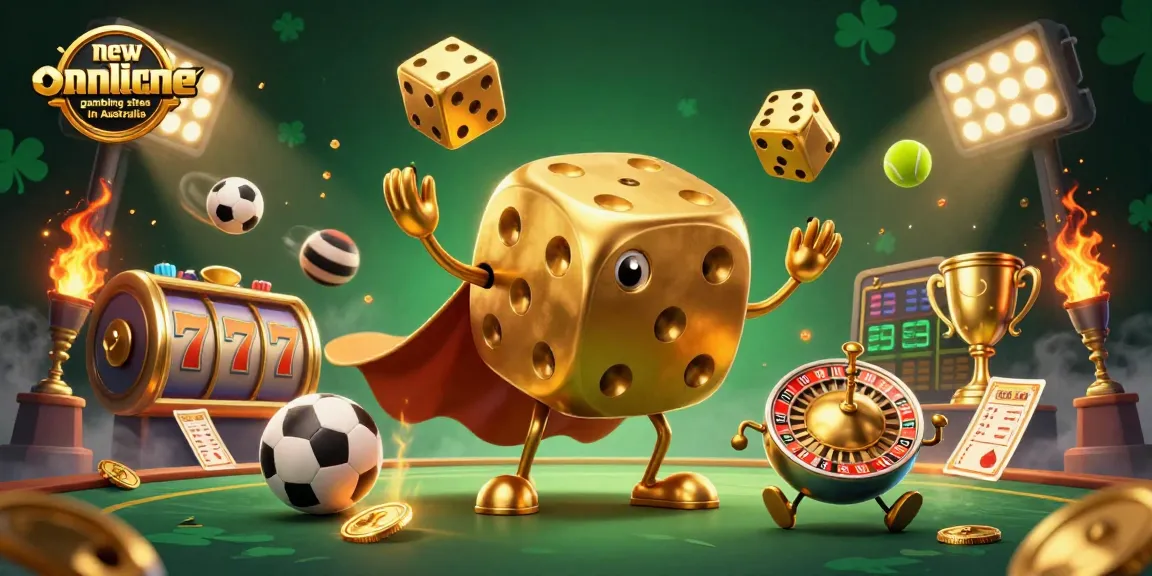 Engage with new online gambling sites in Australia featuring a massive golden dice golem and immersive casino elements.