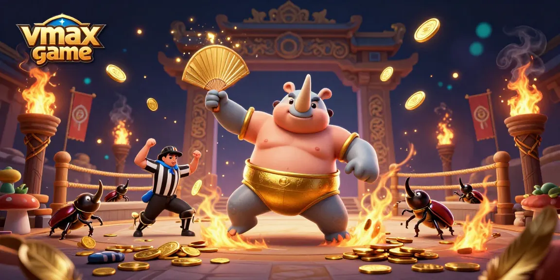 Experience vmax game with thrilling action in a vibrant casino illustration, featuring epic battles and golden coins.