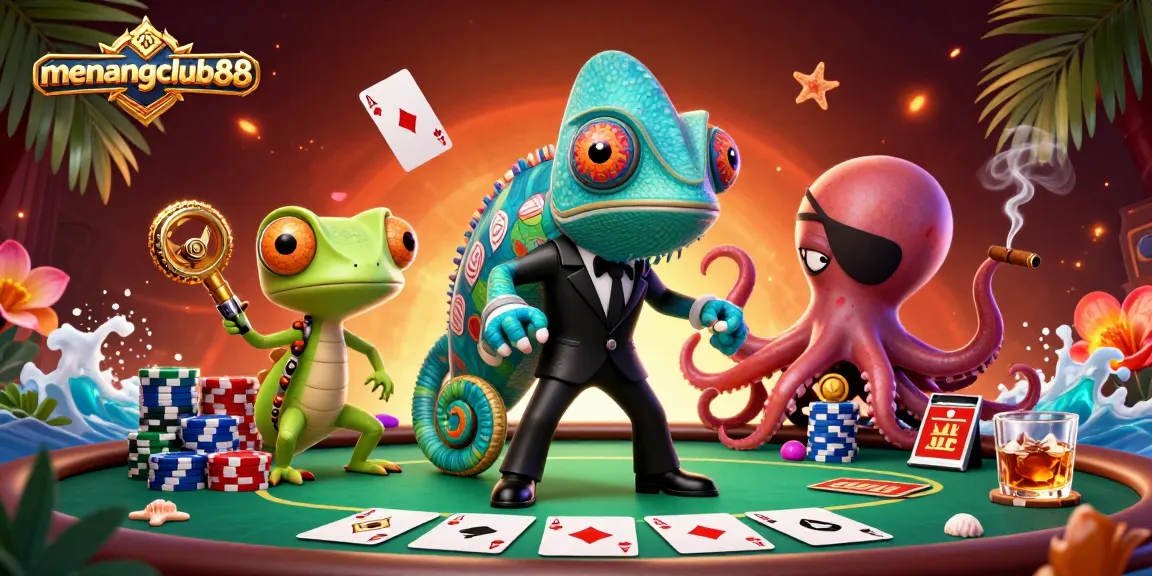 Engage with menangclub88 as the secret agent chameleon navigates a vibrant poker scene.