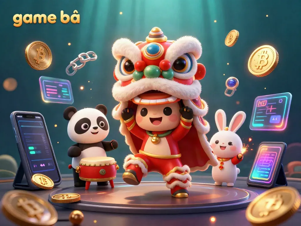 Experience thrilling game bài action in a vibrant casino scene with animated characters and crypto elements.