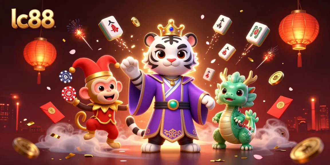 Engage with lc88’s thrilling casino adventure featuring dynamic characters surrounded by vibrant casino elements.