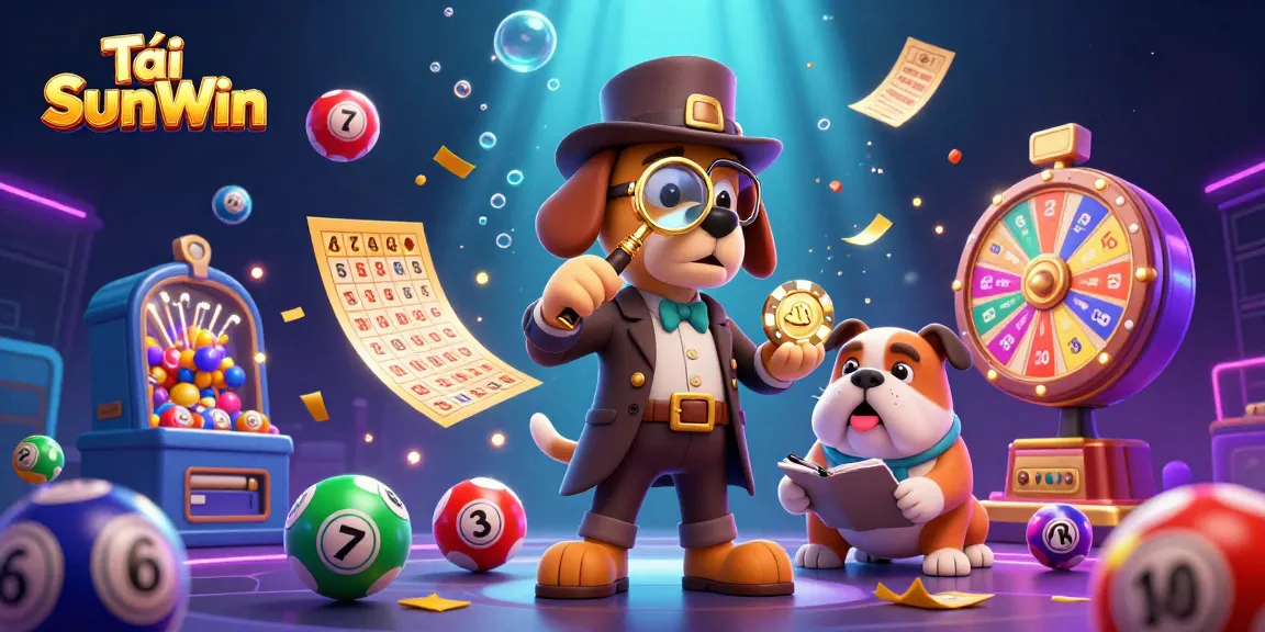 Tải SunWin reveals exciting lottery games with cartoon detectives and vibrant elements in action.