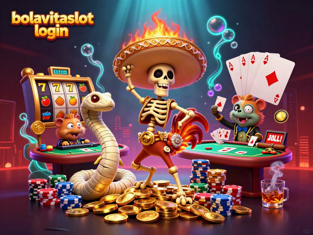 Engage with bolavitaslot login as a mariachi rooster dances in glory among golden riches and vibrant slots.
