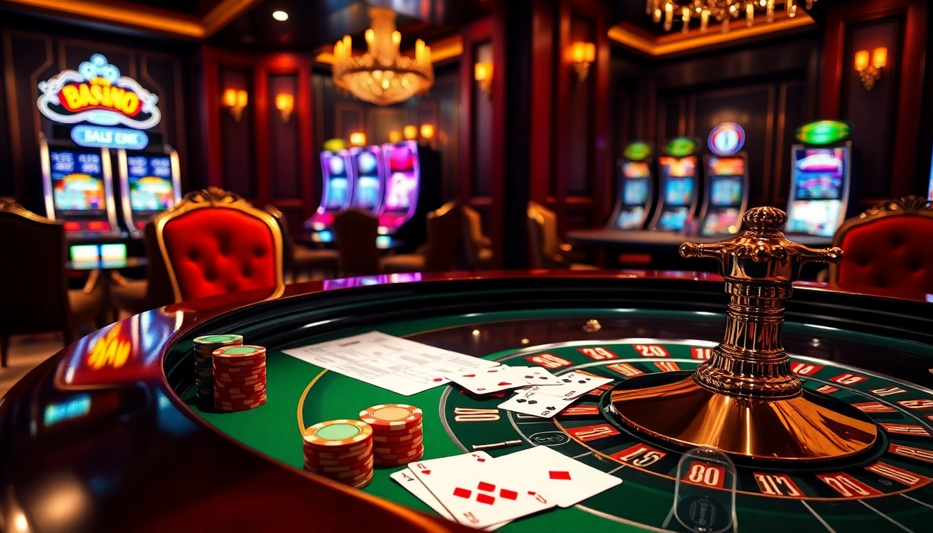 Engage in thrilling gaming experiences at https://b52.za.com/ with vibrant casino visuals featuring roulette, chips, and cards.