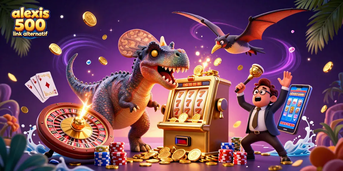 Engage with the excitement of alexis 500 link alternatif in a vibrant casino scene showcasing a jackpot win with dynamic characters and elements.