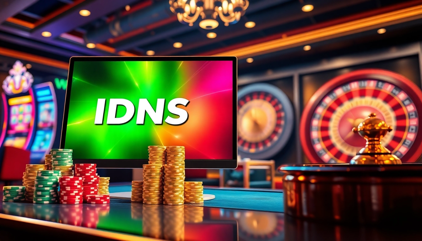 IDNSLOT online interface showcasing vibrant slots and excited players celebrating wins.