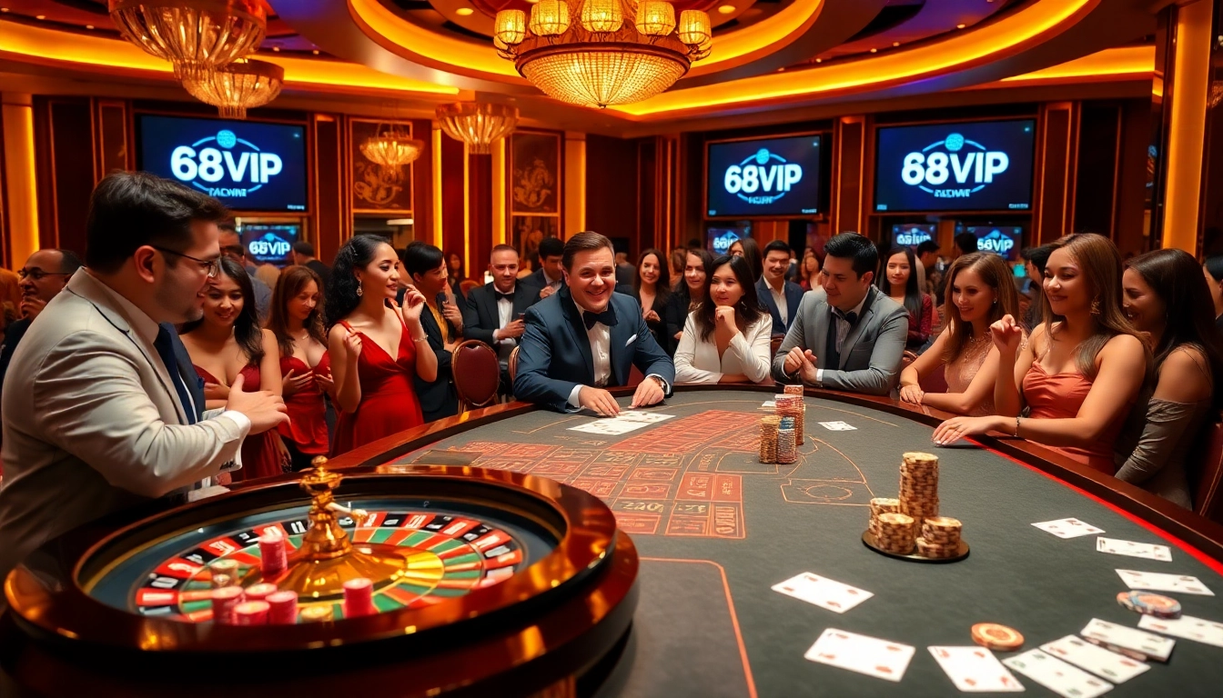 Experience thrilling gameplay with Đăng Nhập Nhà Cái 68VIP at this vibrant casino scene.