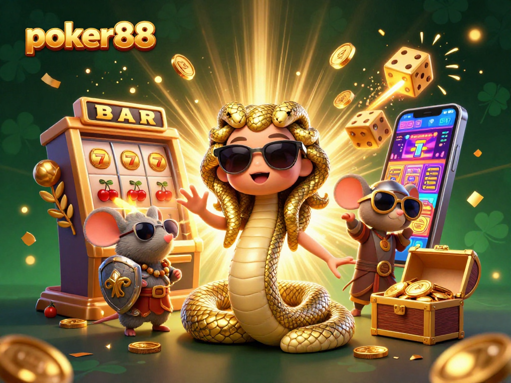 Poker88 menawarkan pengalaman bermain kasino dengan warna cerah dan simbol menyenangkan, termasuk slot dan dadu.
