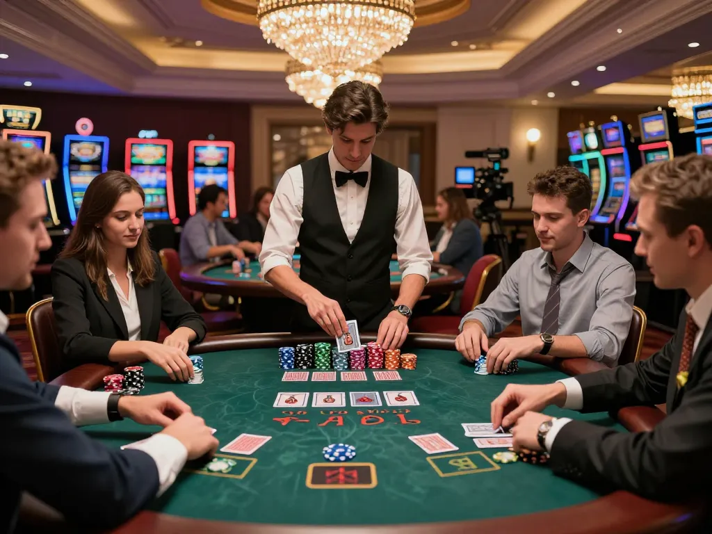 hitclub players engaging in strategic blackjack decisions at an elegant casino table