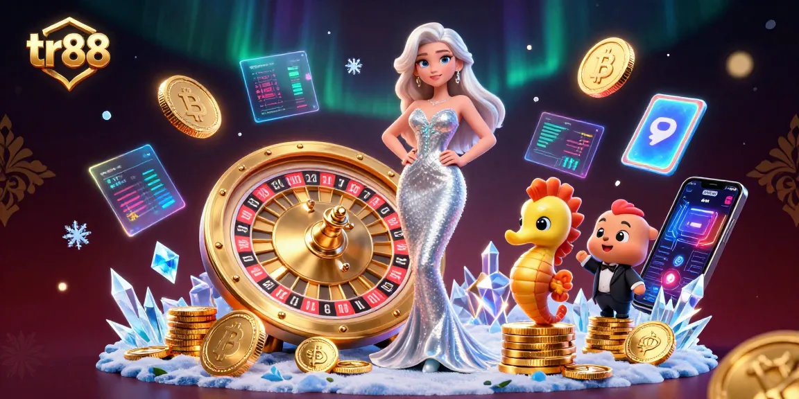 Join the excitement at tr88 with a dazzling roulette scene and crypto motifs.