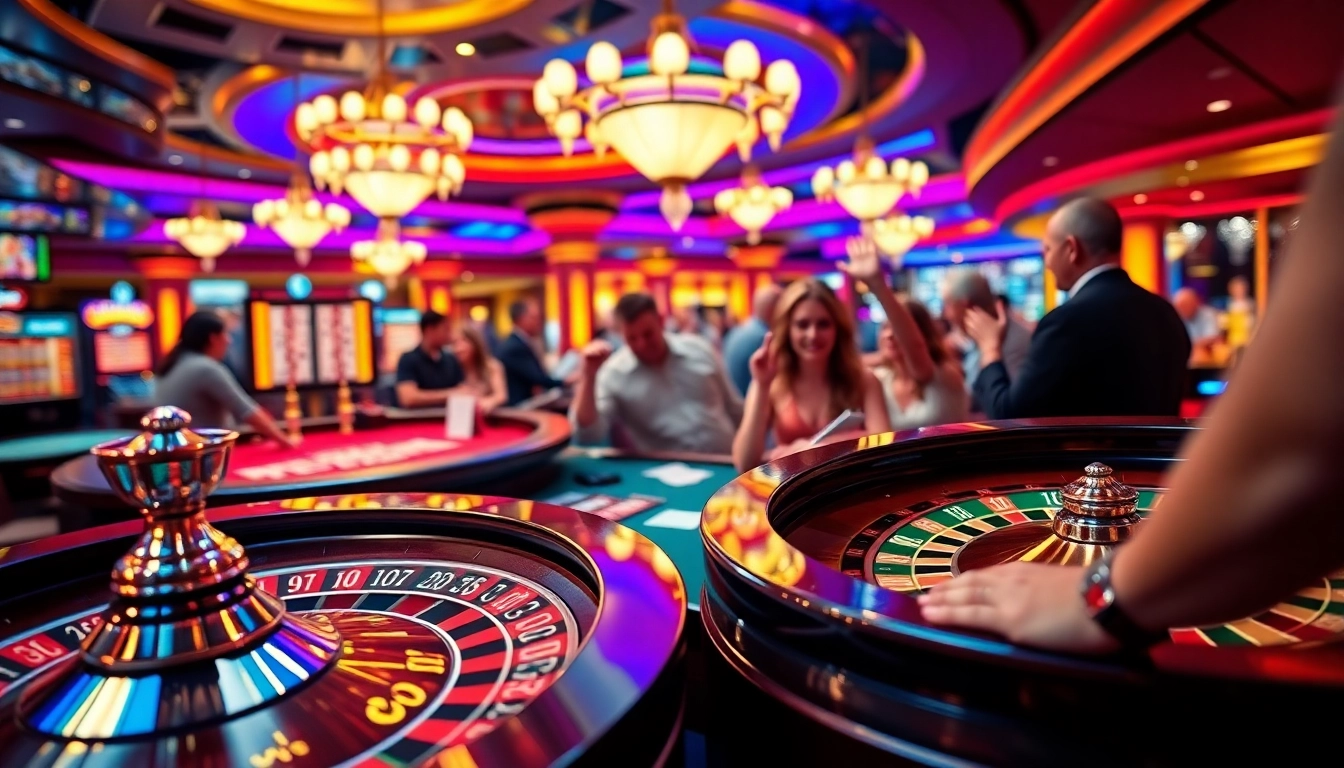 Experience thrilling gameplay at fun79 with vibrant casino tables and excited players.