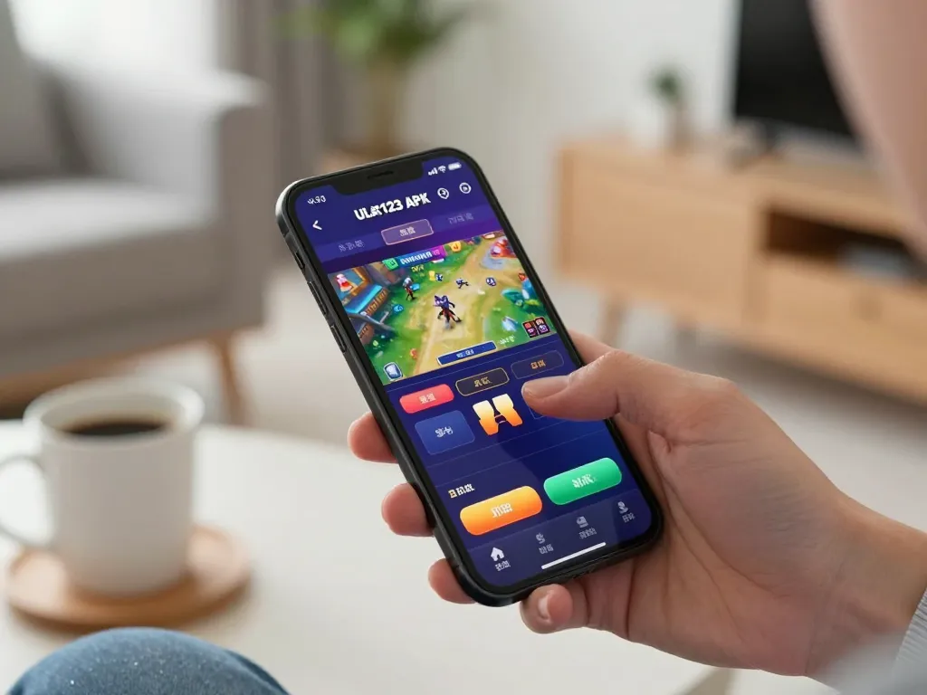 Aplikasi mobile Ulat123 digunakan untuk perjudian langsung, menampilkan gameplay interaktif di smartphone.