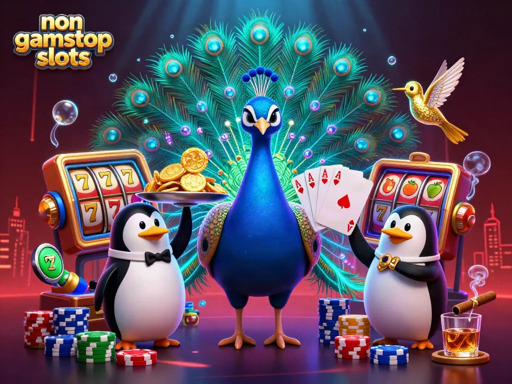 Spin lively non gamstop slots with vibrant characters in a rich 3D casino scene.