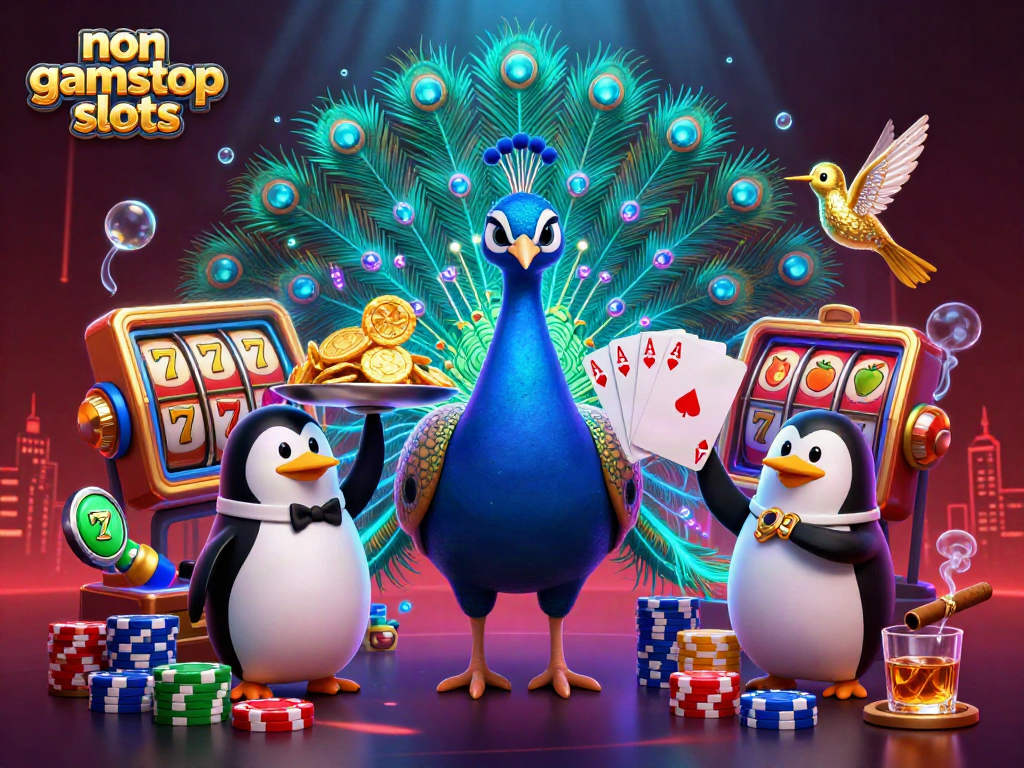 Spin lively non gamstop slots with vibrant characters in a rich 3D casino scene.