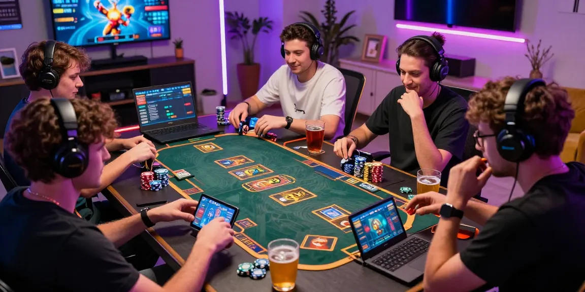 Engaging online gaming players enjoying gamebaidoithuong.is card games with colorful interfaces and lively atmosphere.