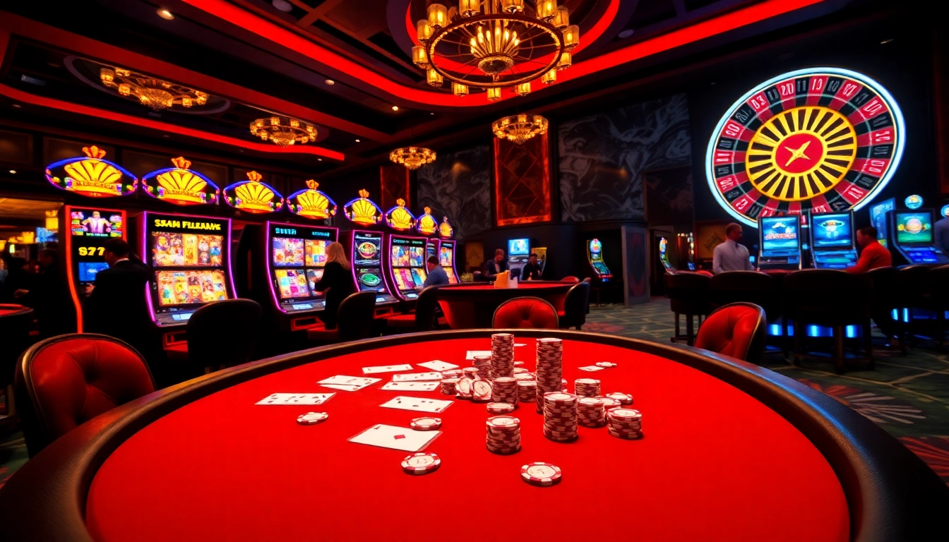 Action-packed casino scene illustrating the excitement of betting and gaming at https://68vip.red/ with poker chips and spinning roulette.