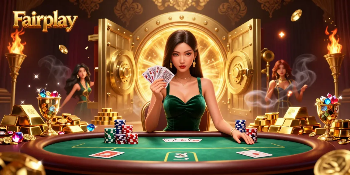Engage in Fairplay at the exciting poker table with towering stacks of chips and dazzling treasures.