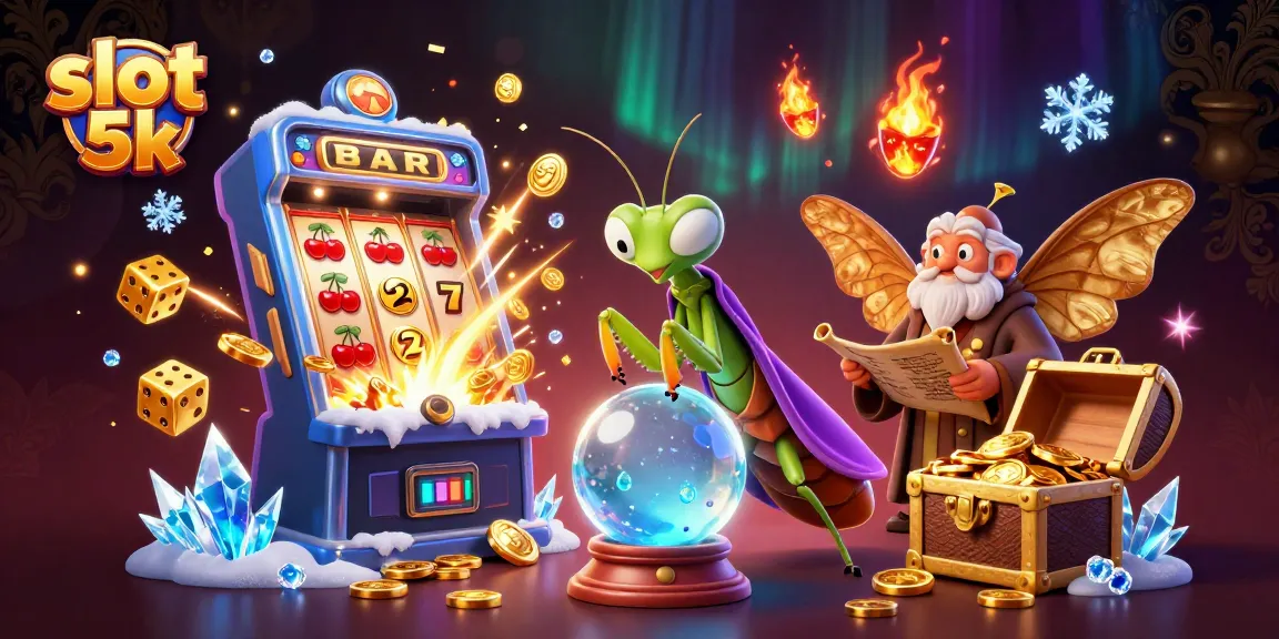Win big at slot 5k with vibrant characters and jackpot explosions in a lively casino scene.