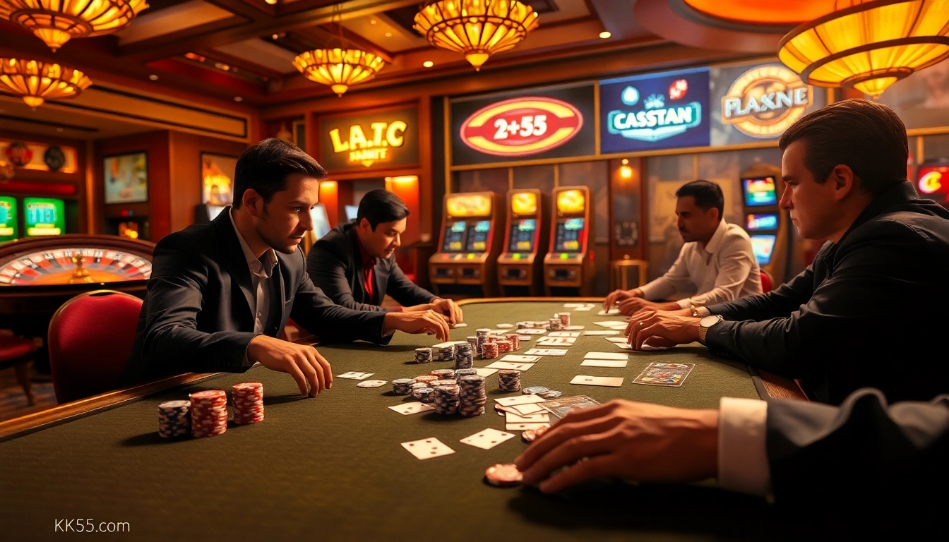 Experience the excitement of gambling at KK55.com with dynamic tables and intense gameplay.