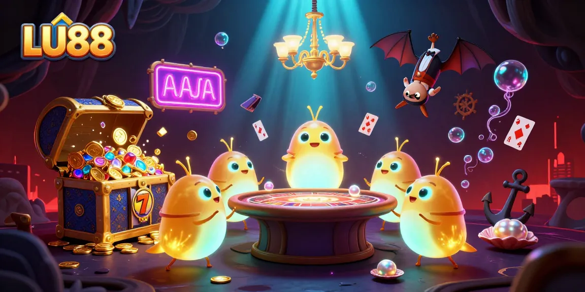 Experience LU88's vibrant casino atmosphere with bioluminescent creatures and thrilling slot action.