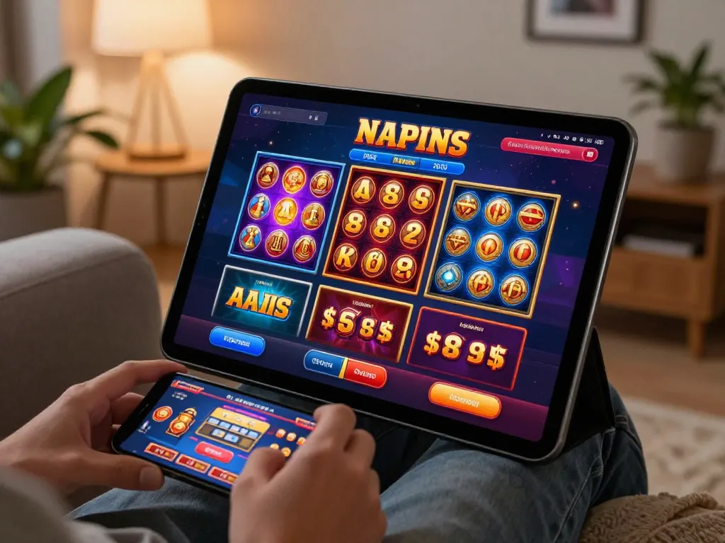 Player engaging with tg88 online casino experience on tablet in a cozy home setting
