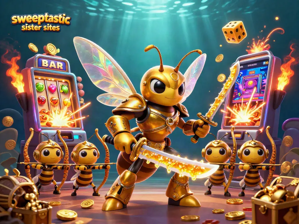 Spin to win at Sweeptastic sister sites with exciting jackpot action and colorful casino elements.