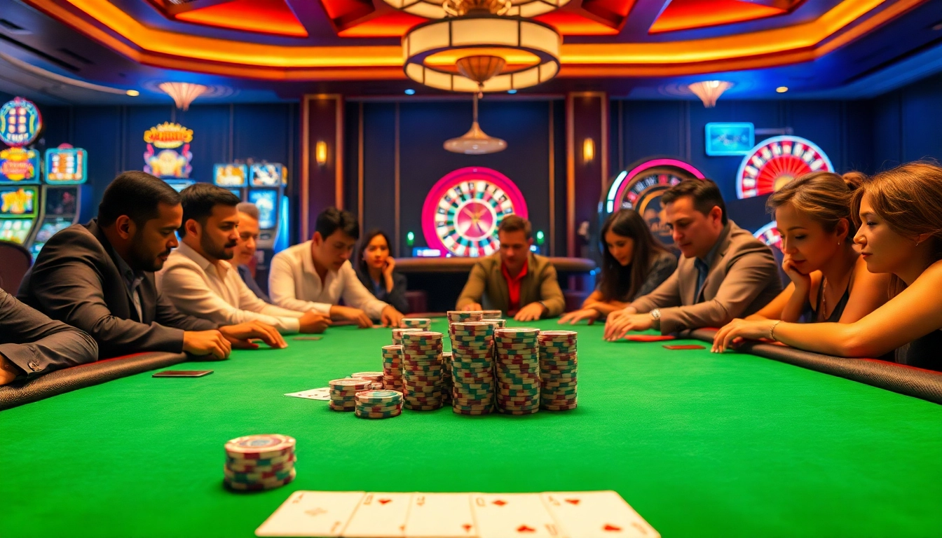 Pahala4d high-stakes poker scene with intense players and luxurious ambiance.