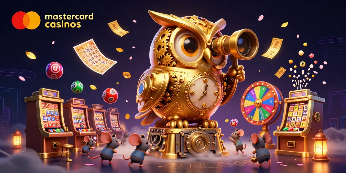 Engage with thrilling mastercard casinos, a vibrant scene featuring playful characters amidst dynamic gaming elements.