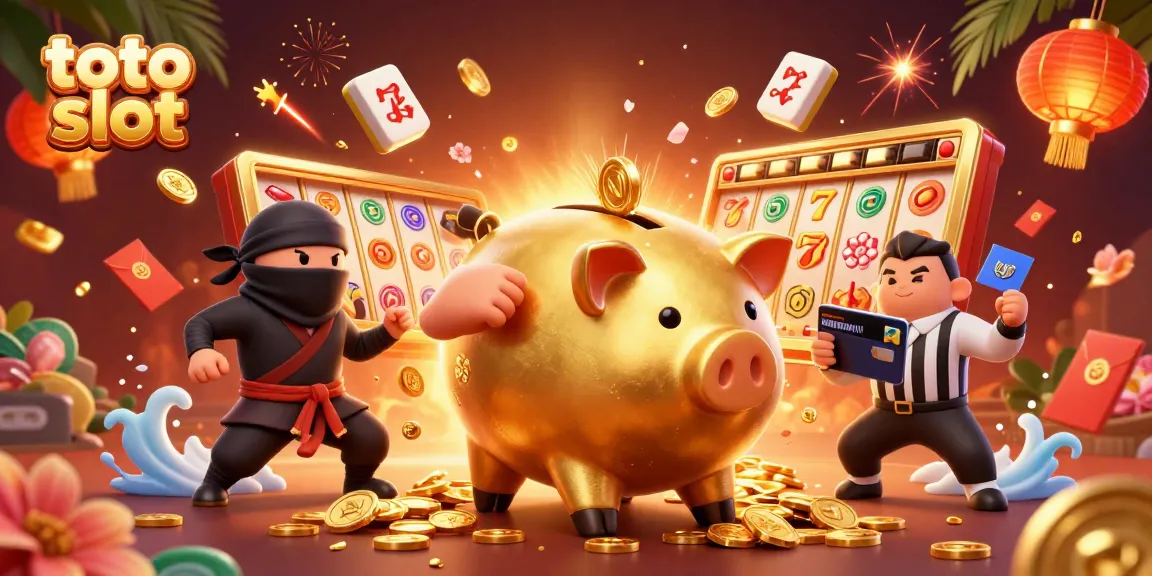 Experience thrilling action in toto slot with a golden piggy bank sumo wrestler and dynamic symbols.
