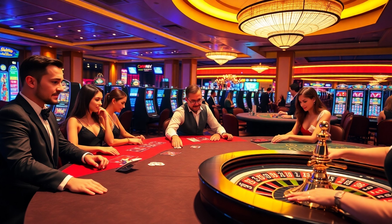 Players enjoying games at a luxurious casino featured on https://bem88i.com/, highlighting excitement and strategy.