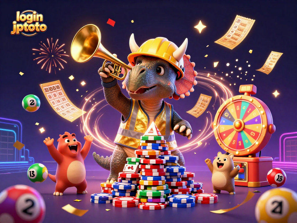 Experience the thrill of login jptoto with vibrant lottery elements and festive celebrations in this engaging illustration.