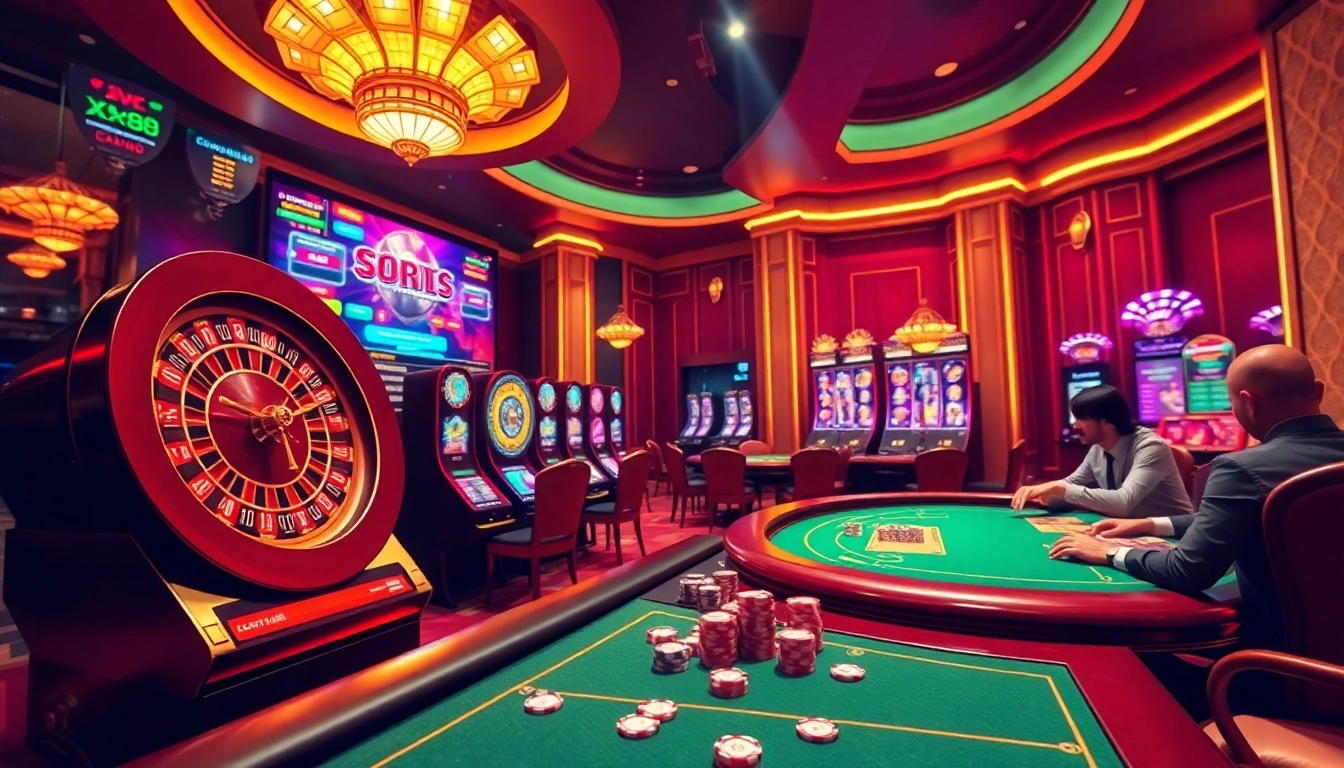 Experience high-stakes gambling at XX 88 with dazzling slot machines and roulette tables.
