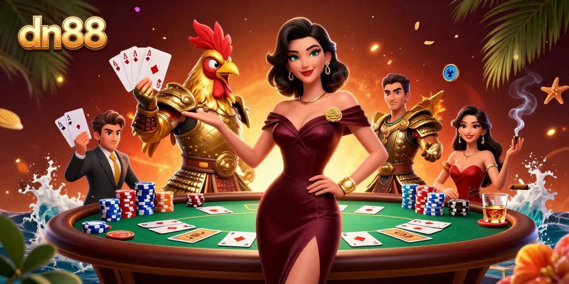 Engage with vibrant dn88 casino action featuring glamorous characters in a dynamic poker scene.