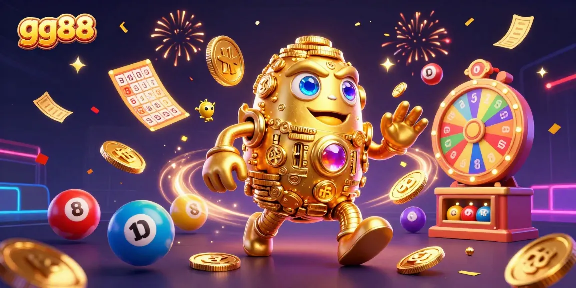 Spin your luck at gg88 with vibrant 3D casino elements and golden golem animation.