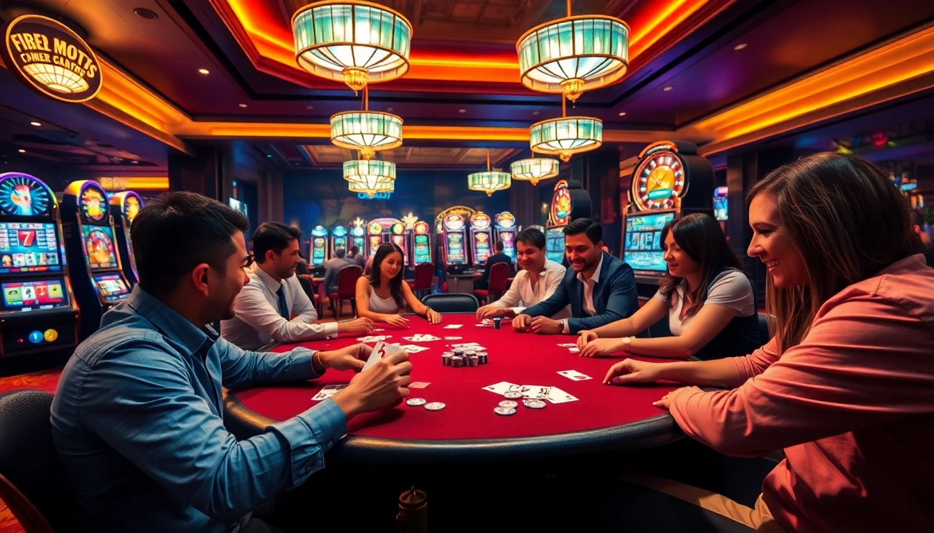 Engaging players at casino tables celebrating wins on https://debet.hot/ with vibrant gaming atmosphere.