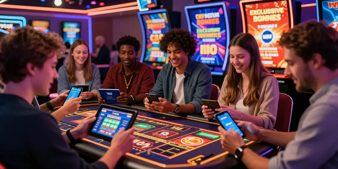 Excited players at a vibrant credit card casino showcasing https://dea.org.uk with engaging slot games and bonuses.