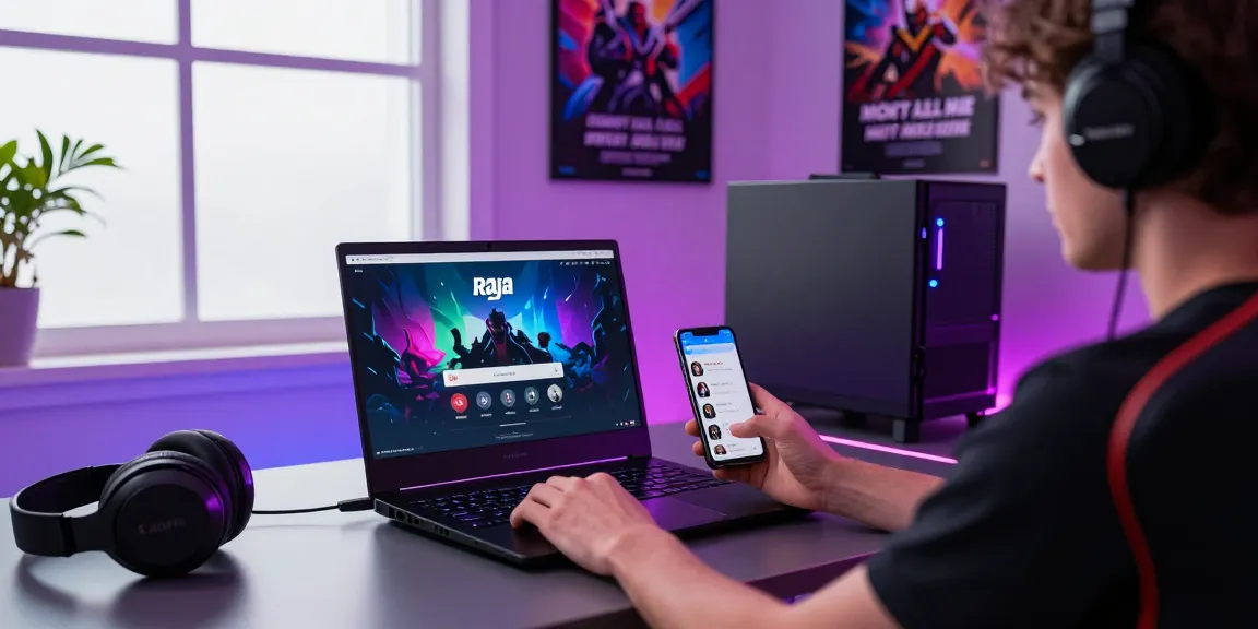 Engaged user on Raja Game login page within a vibrant gaming setup, emphasizing modern gaming lifestyle.
