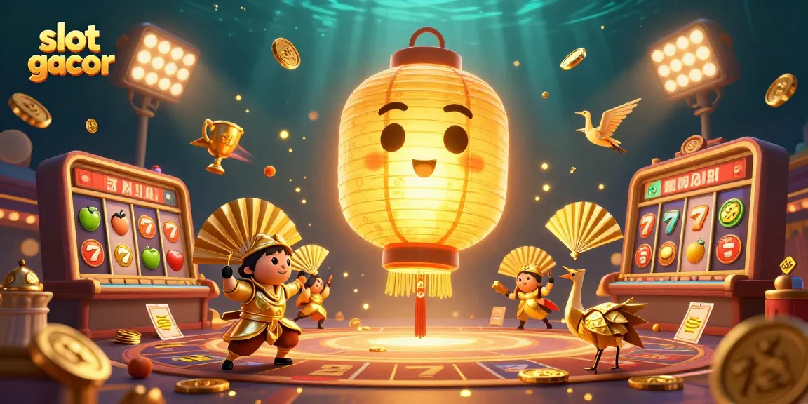 Temukan slot gacor dengan pencahayaan dramatis dan elemen kasino di ilustrasi 3D ini.
