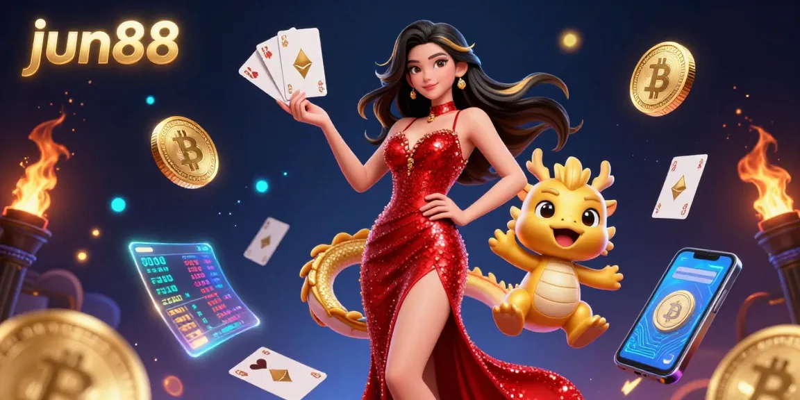 Experience the thrill of winning at jun88 casino with vibrant gaming elements and animated characters.