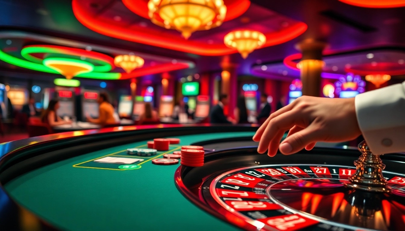Menangkan togel389 saat bermain di kasino dengan suasana yang penuh semangat dan chip berwarna-warni.