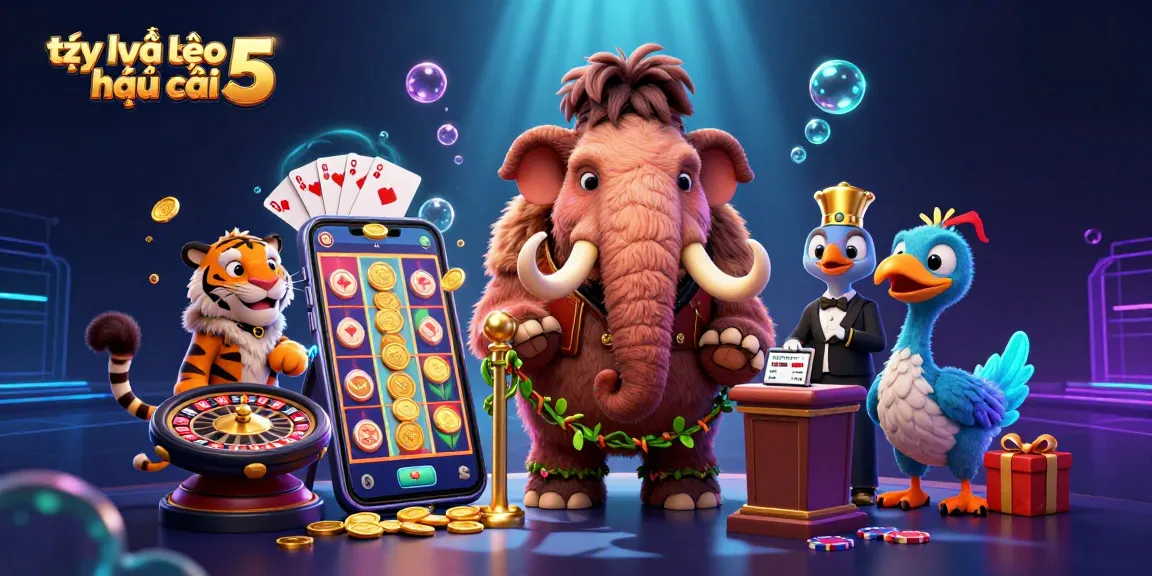 Experience the thrill of tỷ lệ kèo nhà cái 5 with a vibrant casino scene featuring whimsical characters.