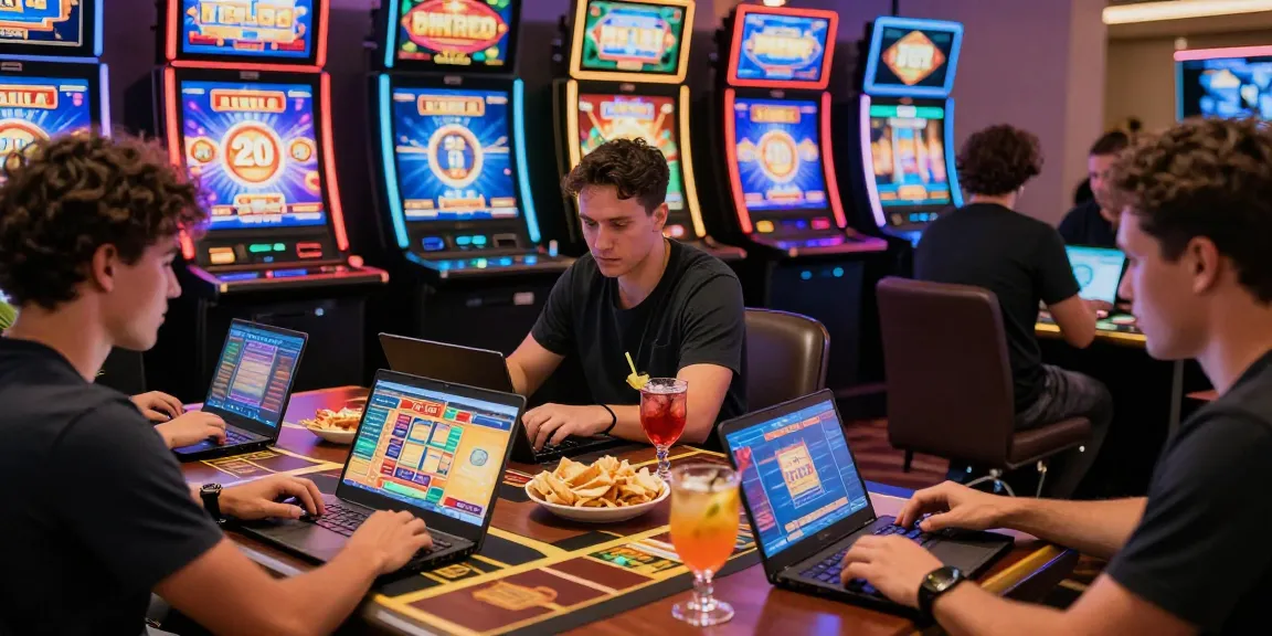 Exciting scene of players at credit card casinos at https://being-there.org.uk enjoying vibrant slot games and bonuses.
