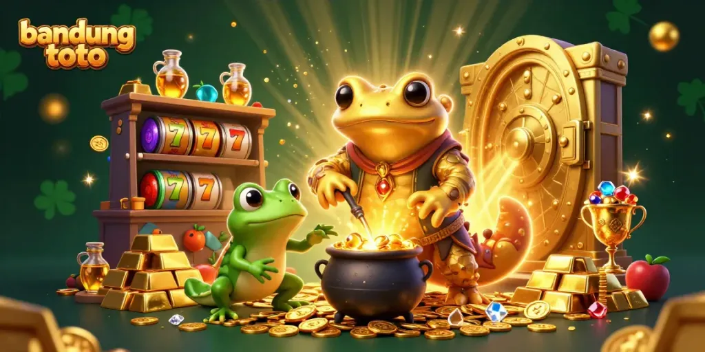 Enjoy the thrill of Bandung Toto with a vibrant illustration of a dynamic casino scene.