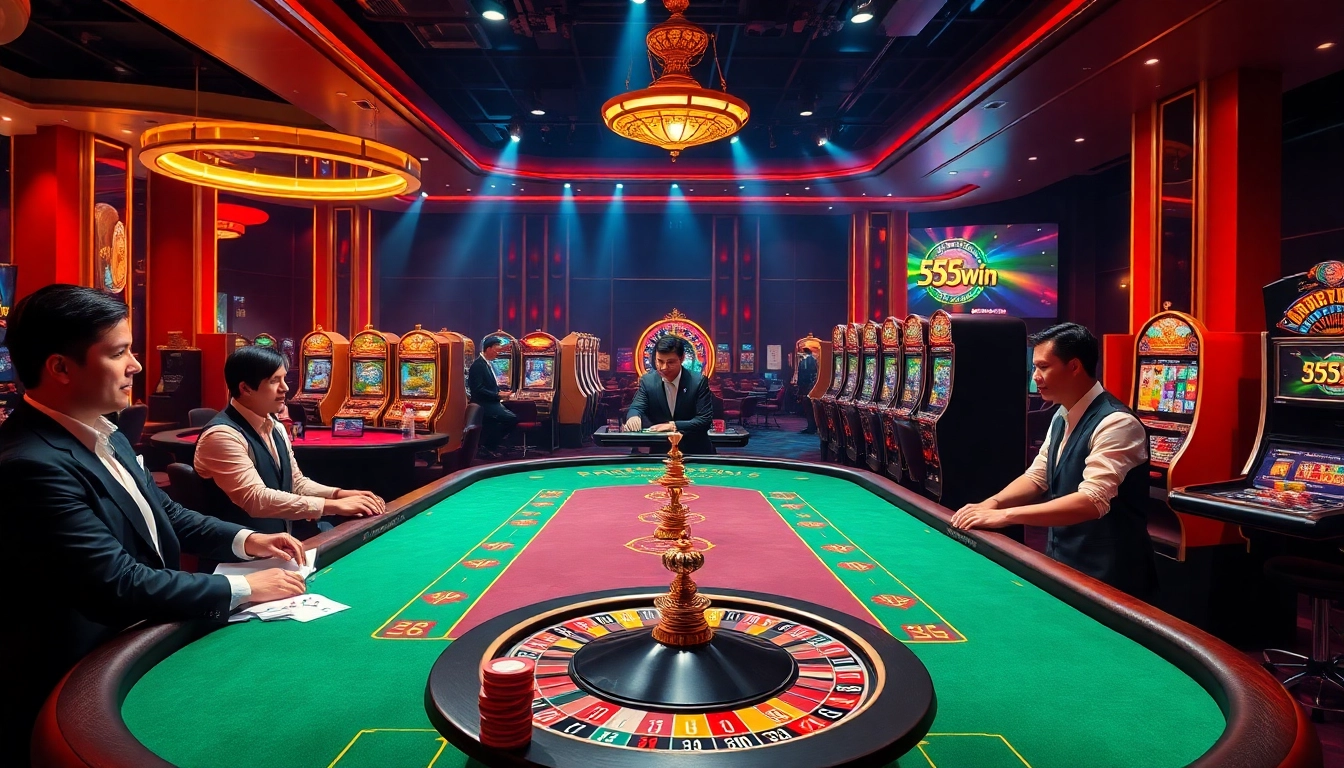 Experience the thrill of gambling with 555win at luxurious poker tables and roulette wheels.