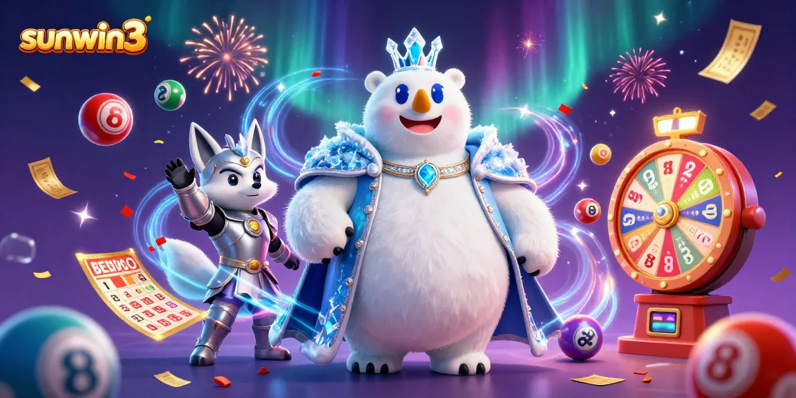 Win big with sunwin3 by joining the thrilling lottery game showcased in a festive 3D scene.