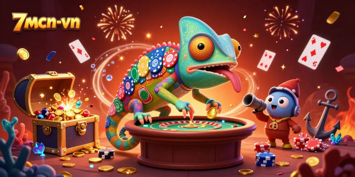 Experience thrilling wins at 7mcn-vn with a vibrant chameleon casino owner in action.
