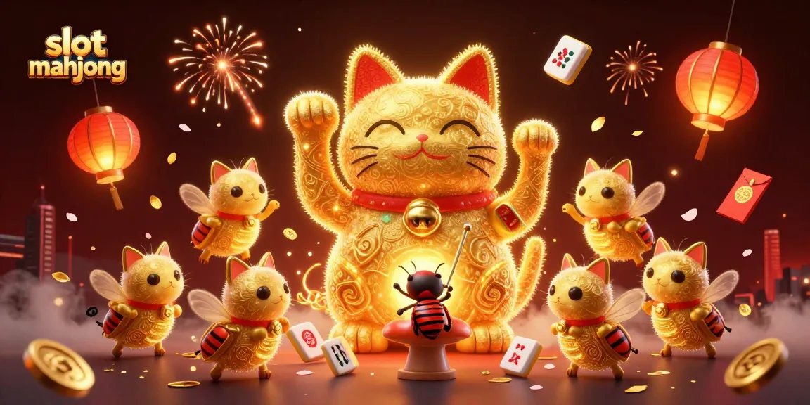 Experience thrilling slot mahjong action in an enchanting casino scene with vibrant characters and festive elements.
