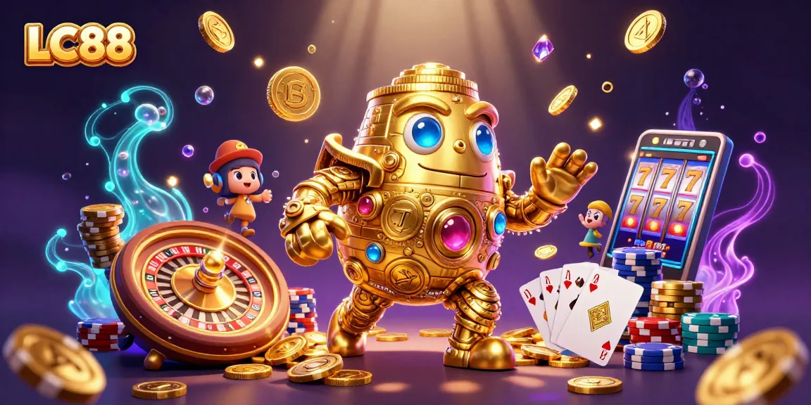 LC88 captivates players with its vibrant 3D casino scene featuring gold golem and thrilling game elements.